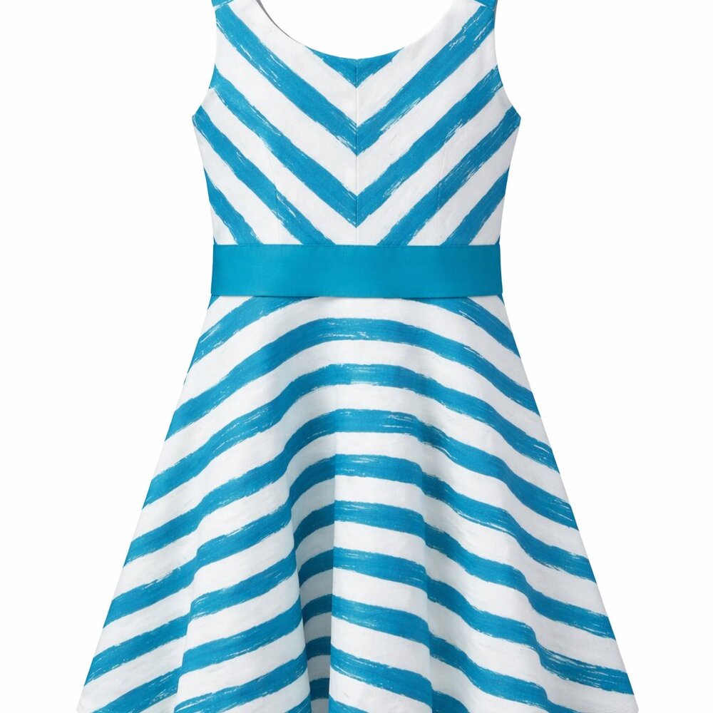Girls Dress - Rare Editions Turquise White Striped Dress - Macy's - Size 12